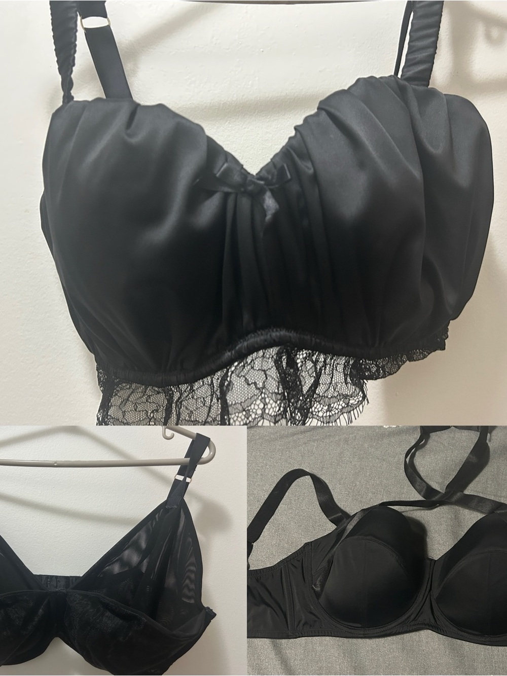 3 black sexy and unique bras- worn once